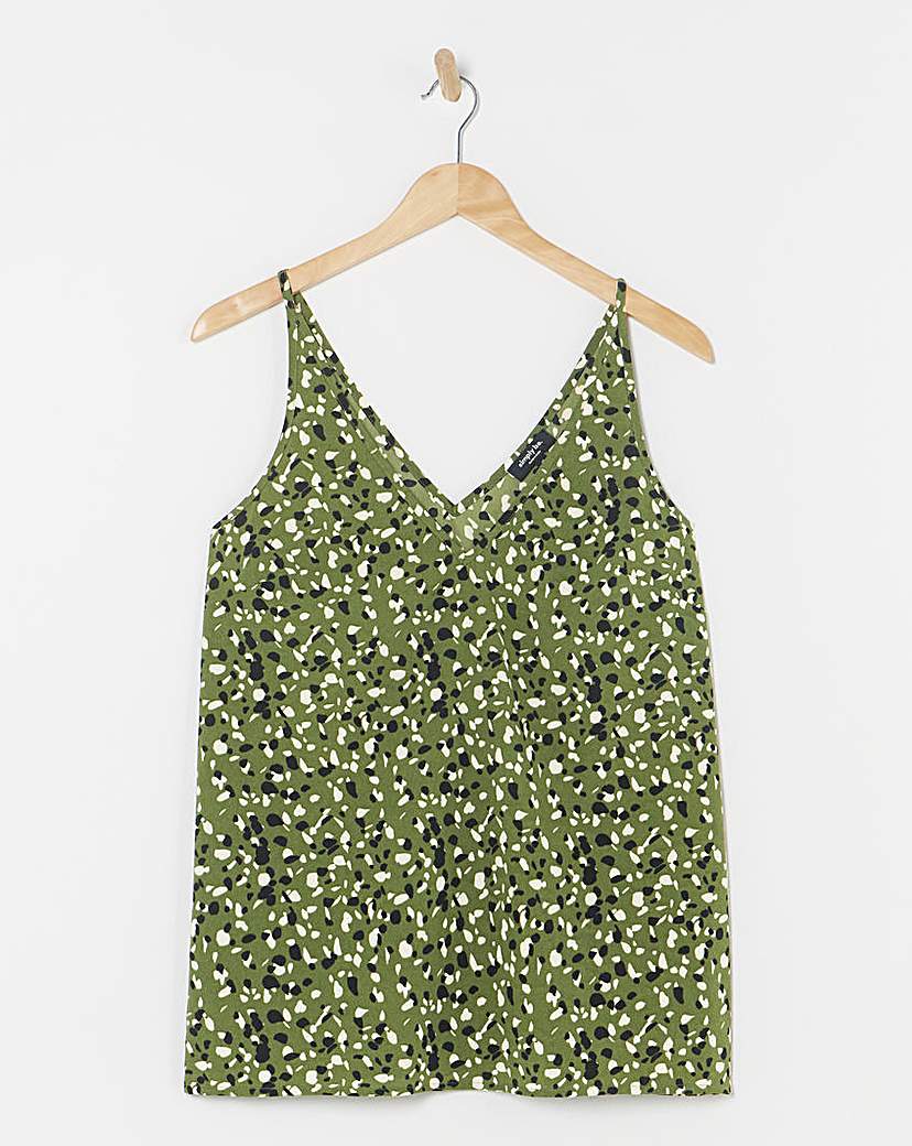 Green Print V Neck Cami