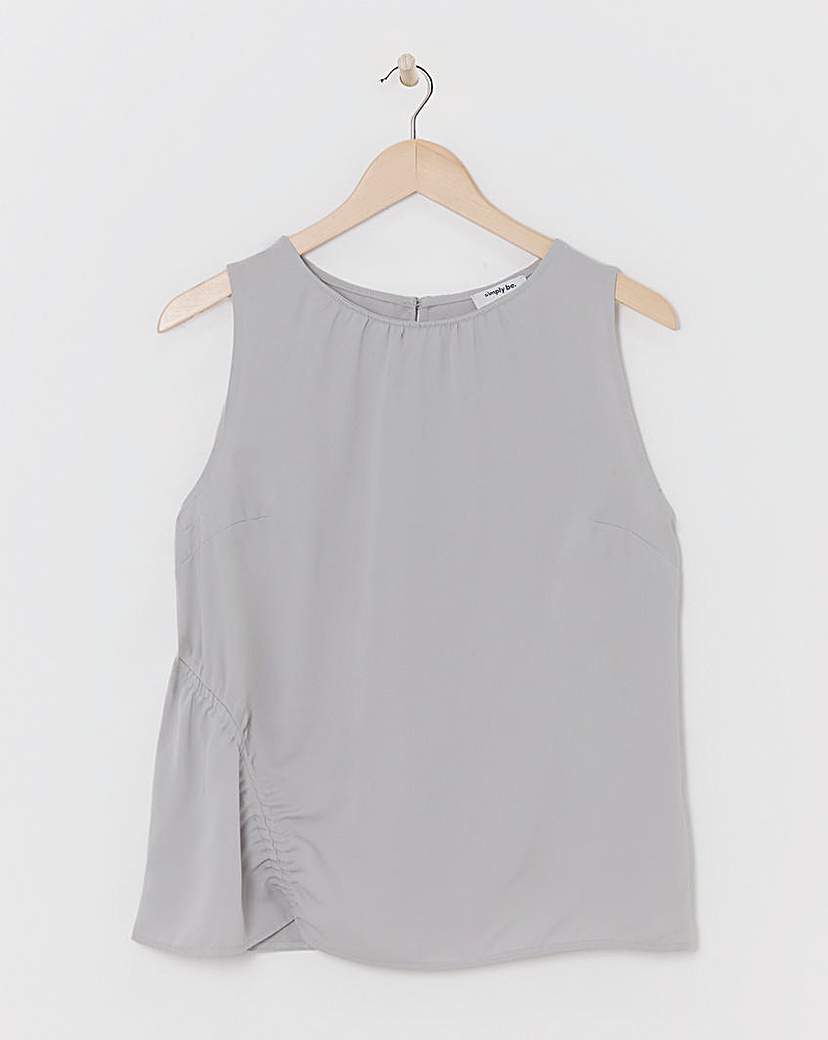Light Grey Ruched Sleeveless Blouse