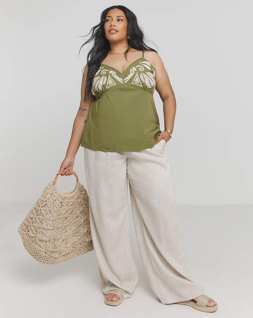Olive Green Embroidered Cami