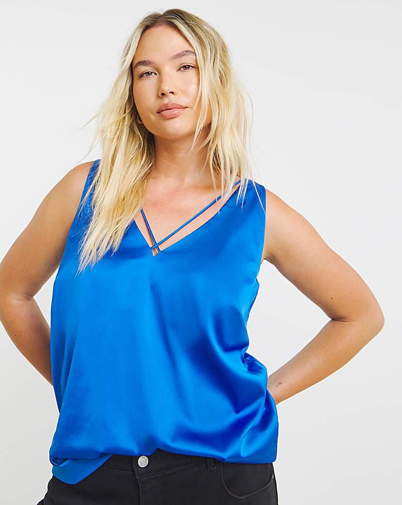 Blue Criss Cross Satin Cami