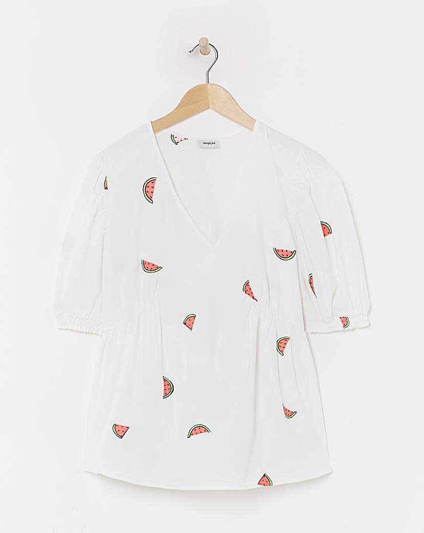 Ivory Embroidered Poplin Blouse