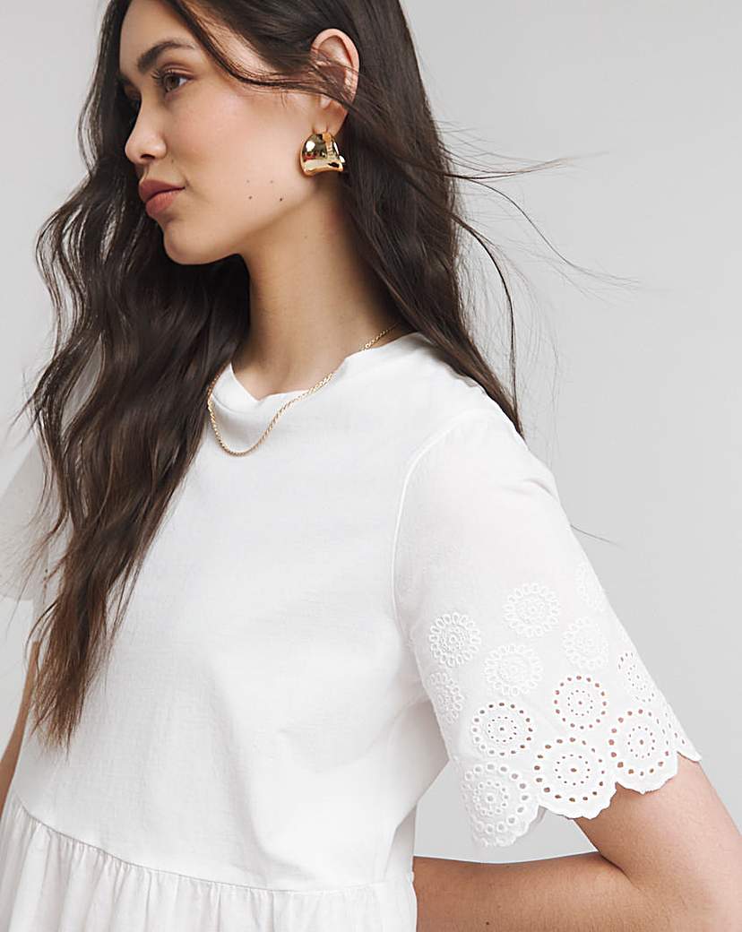 White Broderie Smock Blouse