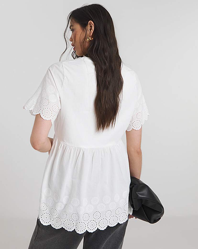 White Broderie Smock Blouse