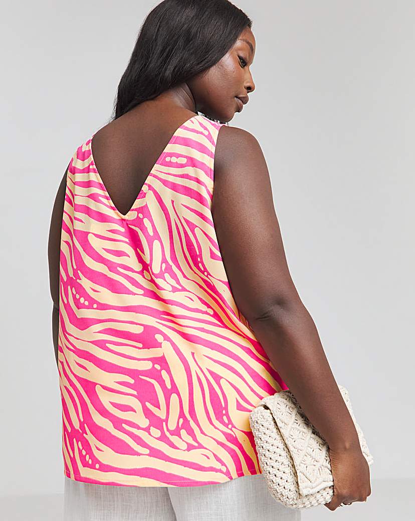 Orange Print V Neck Vest