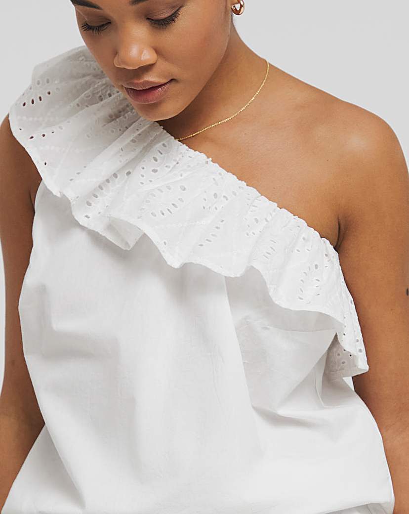 White Broderie Ruffle Blouse
