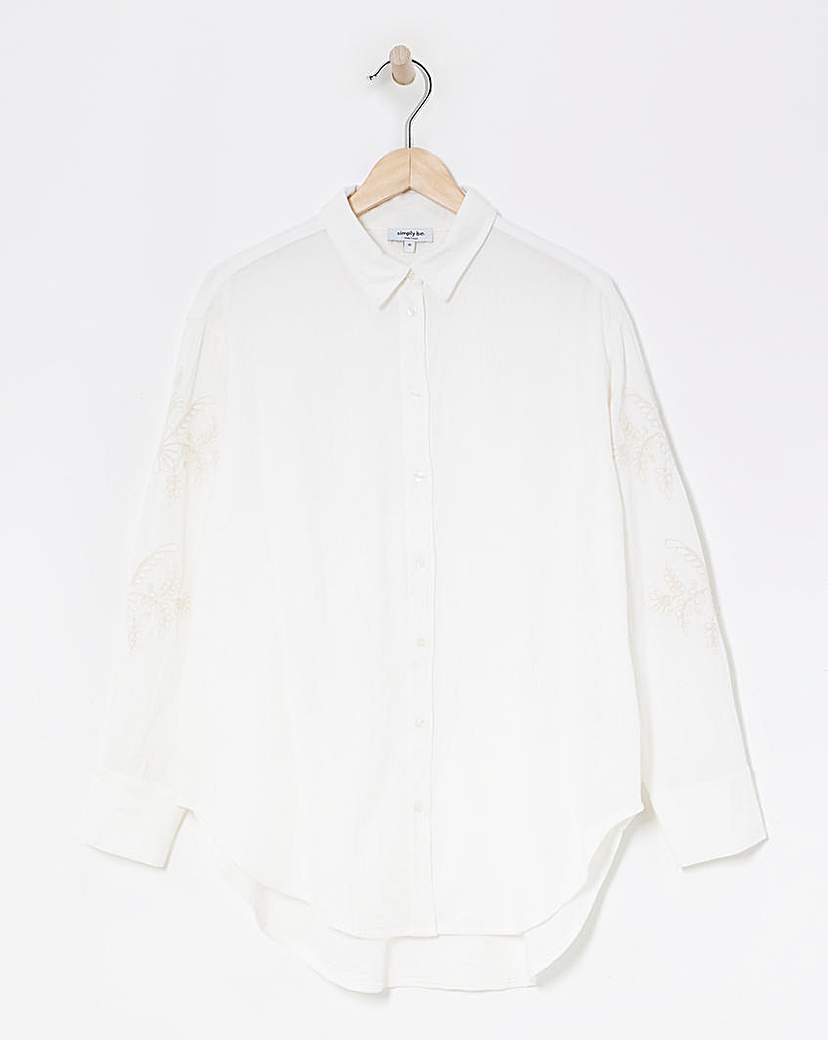 Ivory Embroidered Sleeve Shirt
