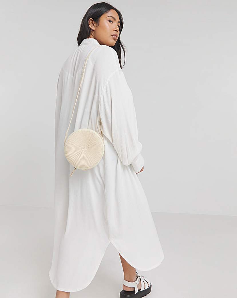 Ecru Longline Crinkle Shirt