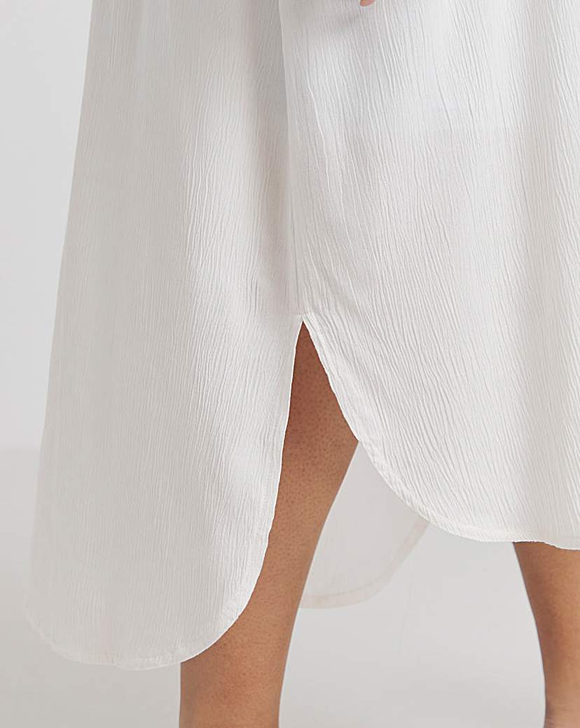 Ecru Longline Crinkle Shirt