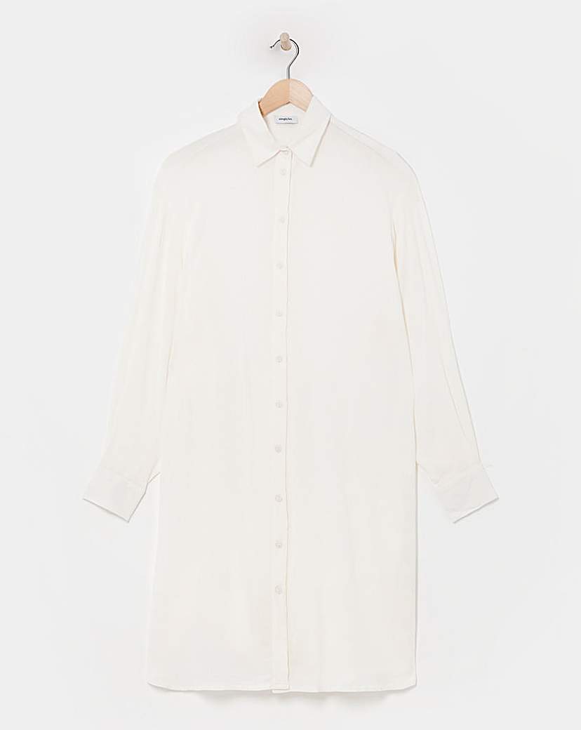 Ecru Longline Crinkle Shirt