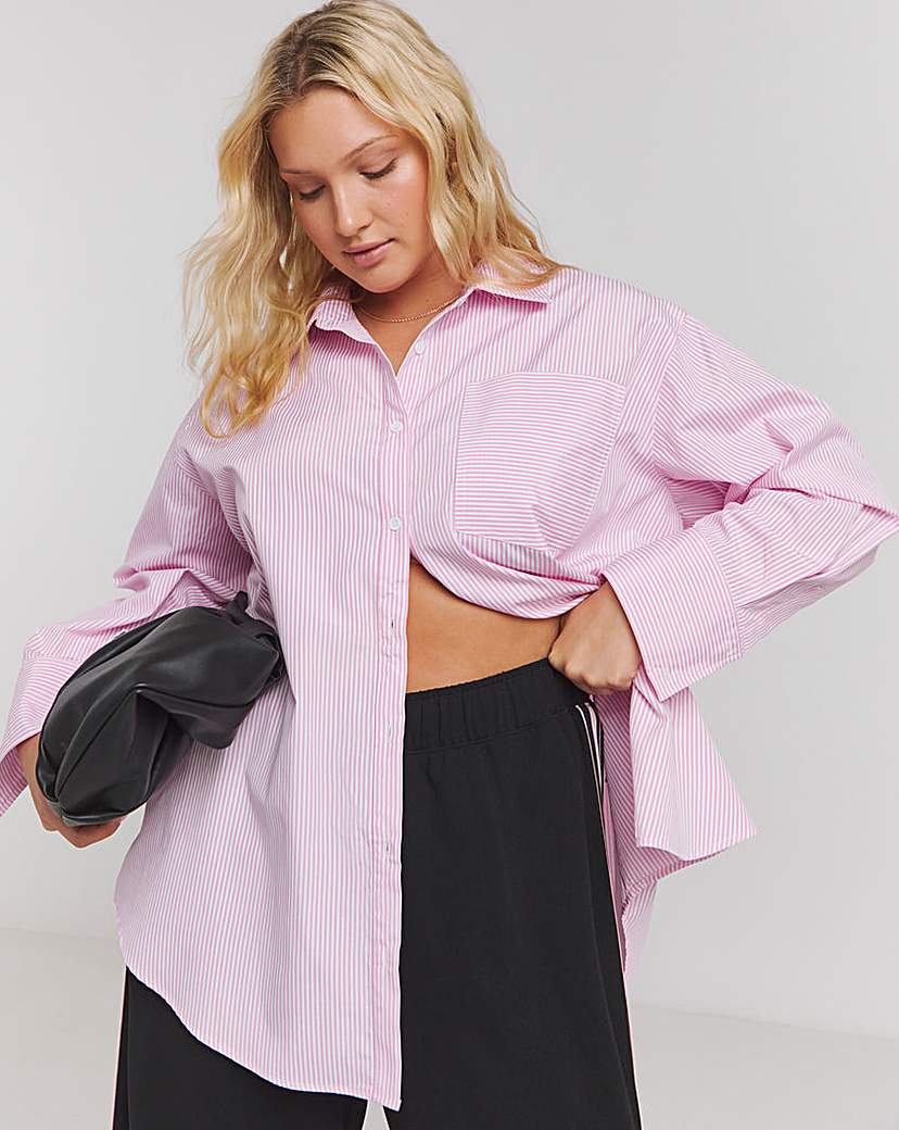 Mixed Stripe Oversized Poplin Shirt