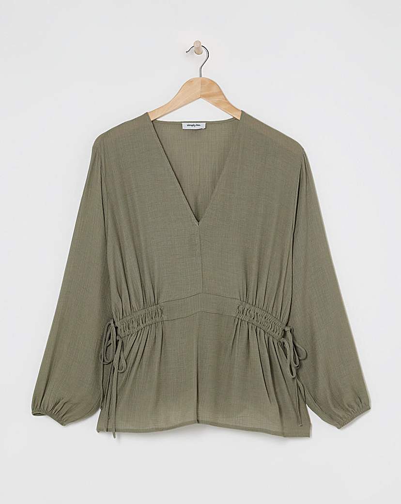 Khaki Plunge Blouse