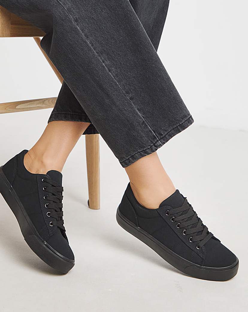 New In - Lace Up Canvas Trainer Wide