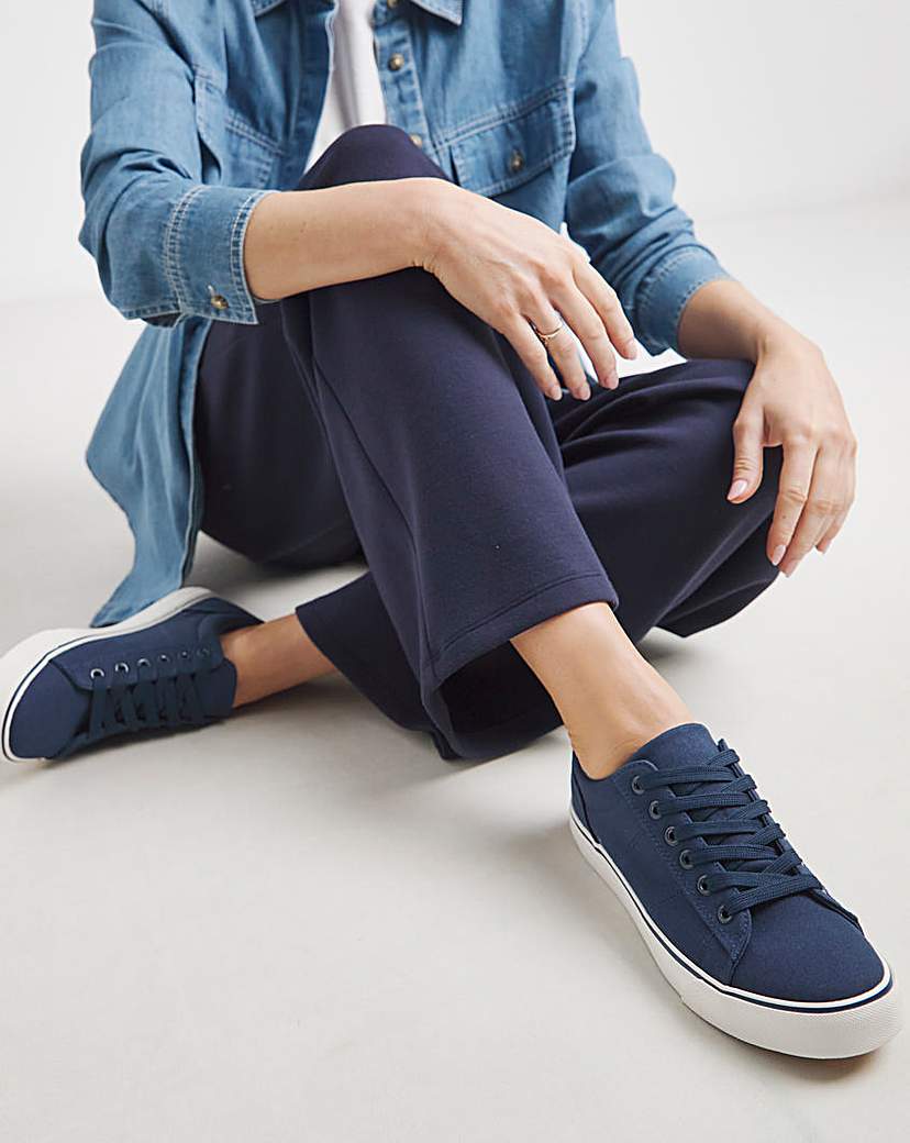 New In - Lace Up Canvas Trainer Wide