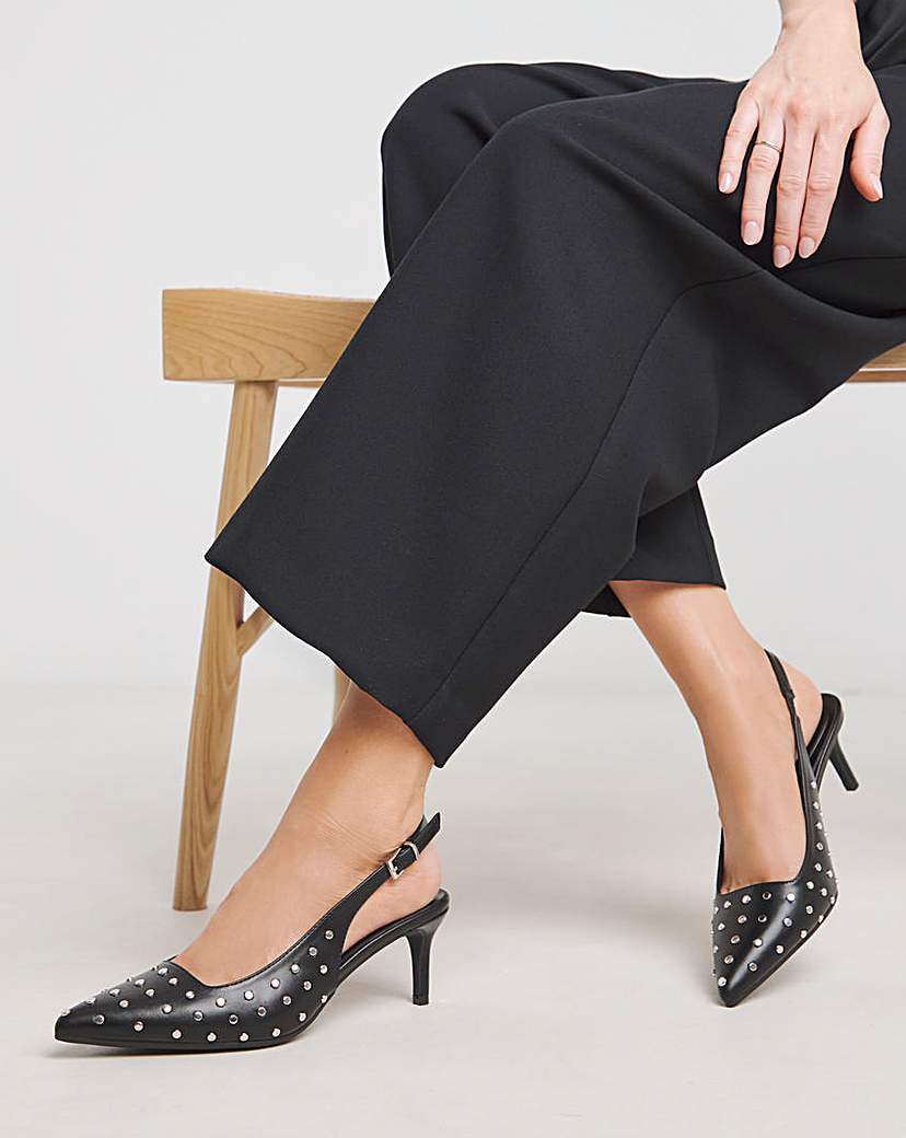 New In - Studded Kitten Heel Slingback Wide