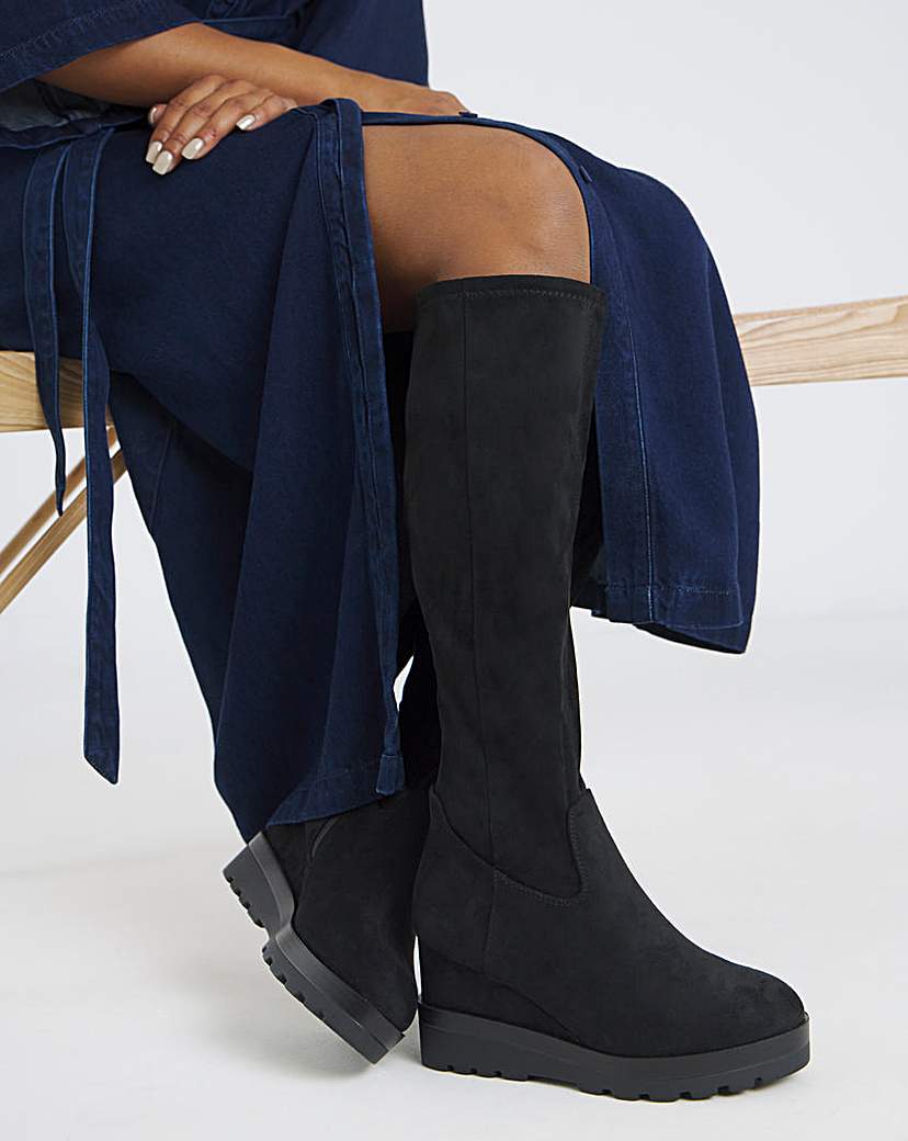 New In - Stretch Wedge Knee High Boot Wide S-C