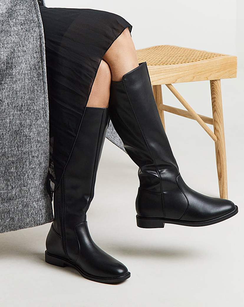 New In - Stretch Panel Knee High Boots Wide SC