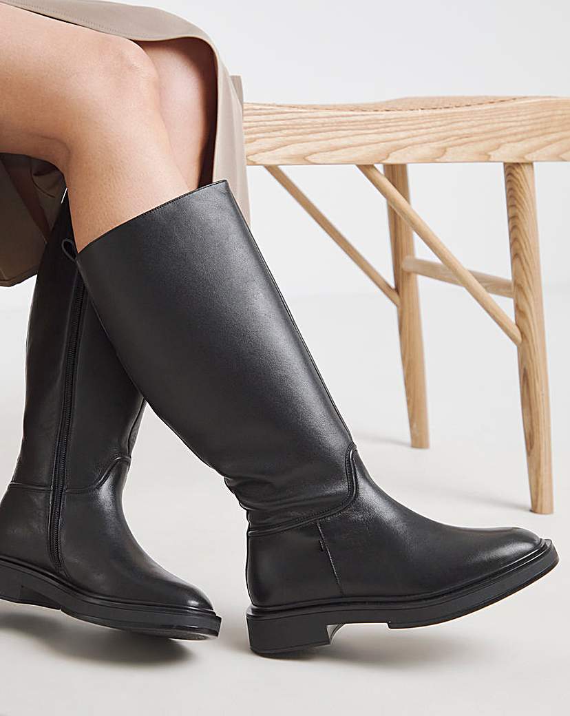 New In - Leather Knee High Riding Boots Wide C
