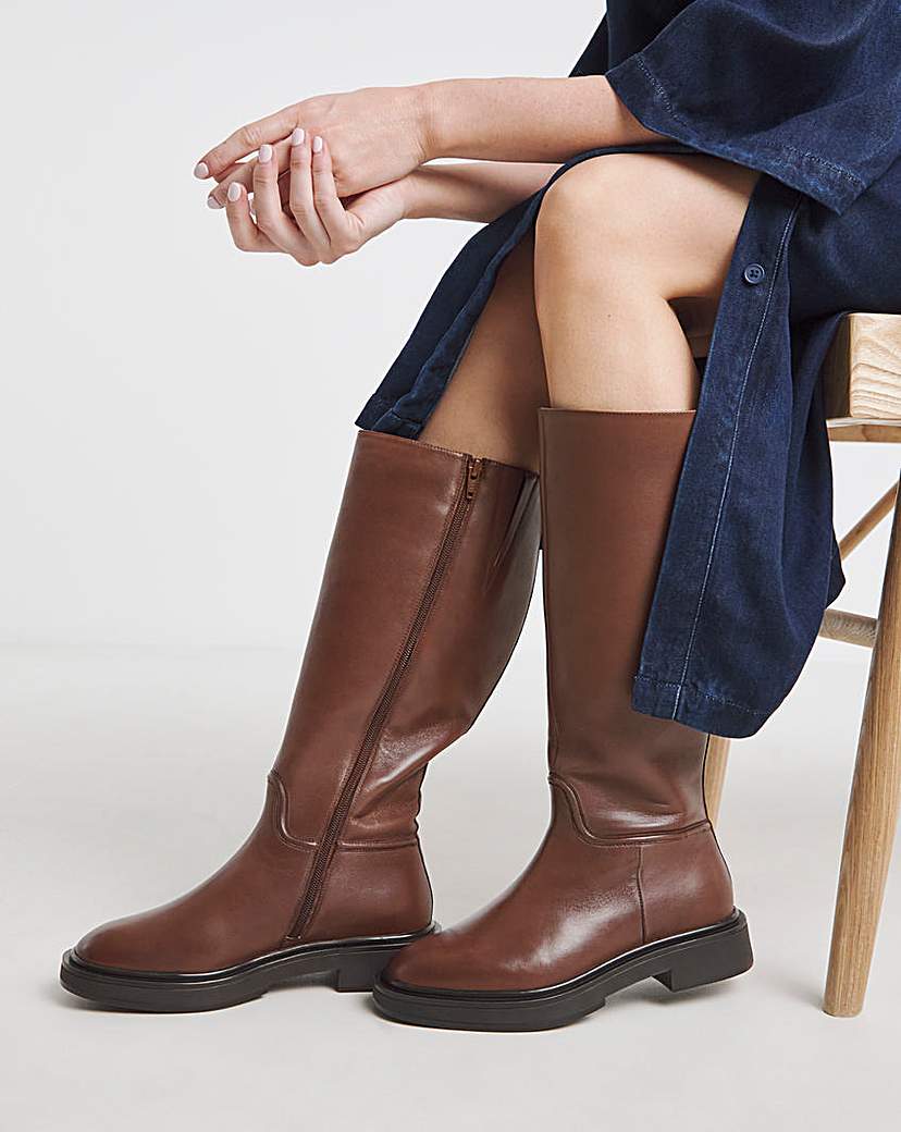 New In - Leather Knee High Riding Boots Wide C