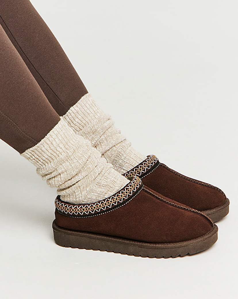 New In - Embroidery Full Mule Slipper Wide
