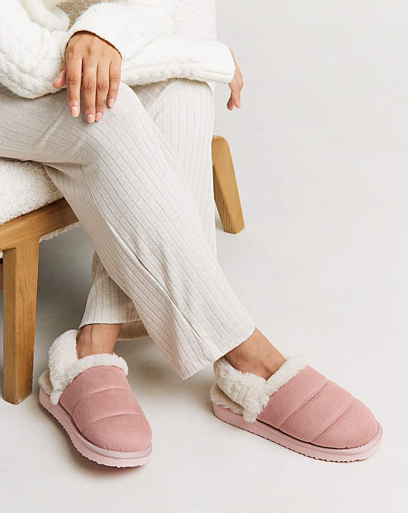 Slingback Fluffy Slipper Wide
