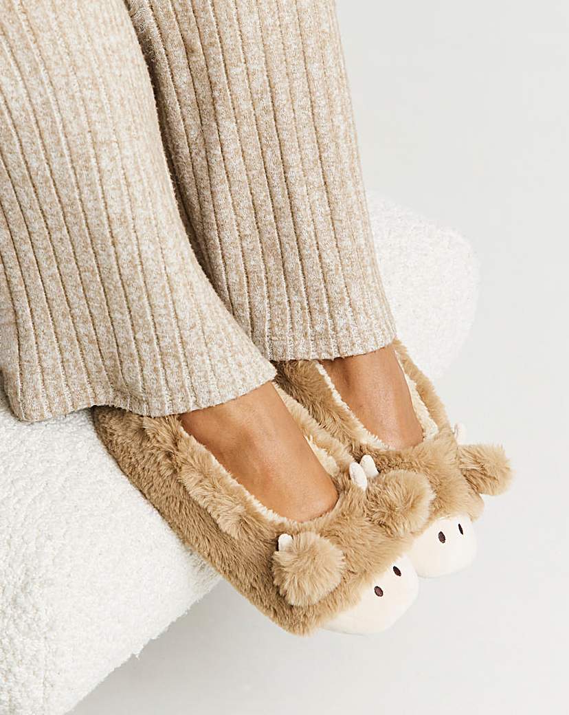 New In - Highland Cow Ballerina Slipper Wide