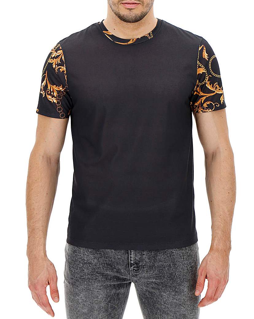 Image of Baroque Style Sleeve Printed T-Shirt L