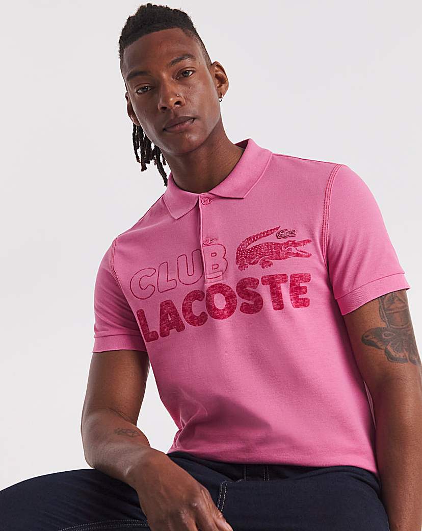 lacoste short sleeve pink logo polo