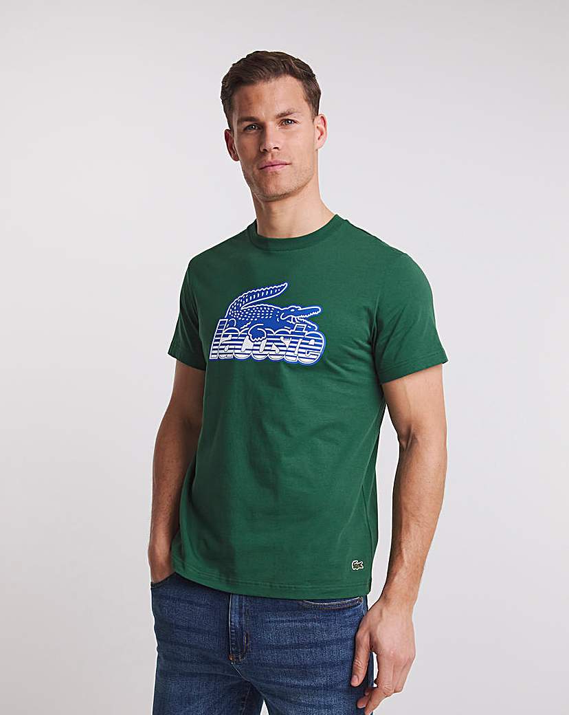 lacoste green large croc logo t-shirt