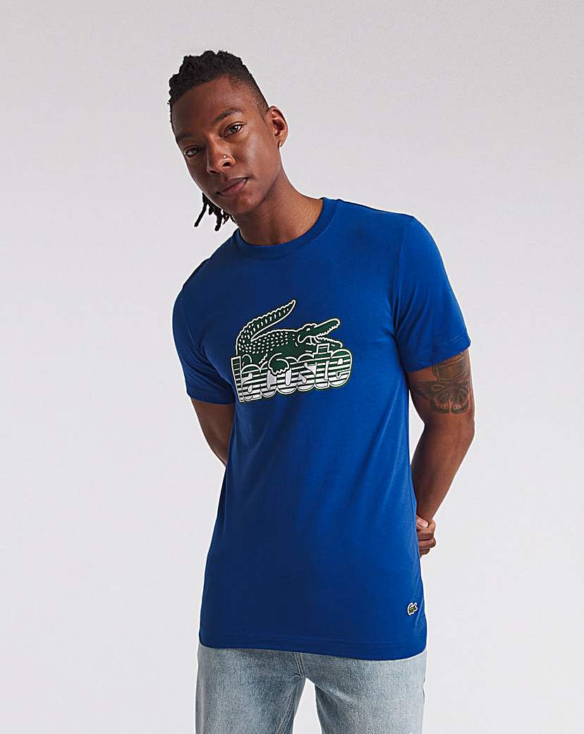 lacoste cobalt large croc logo t-shirt