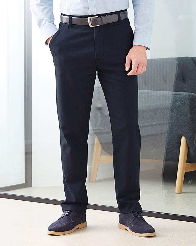 Image of W&B Navy Textured Chino Trousers 31in