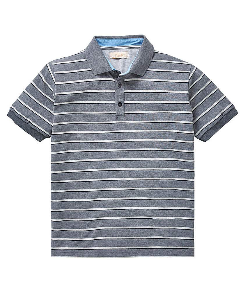 Image of W&B Grey Stripe Polo Shirt L