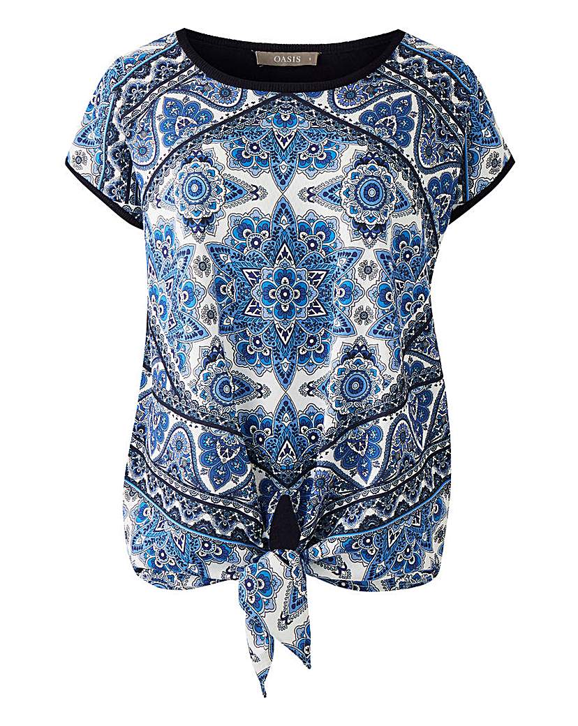 Image of Oasis Scarf Print Woven Front Top