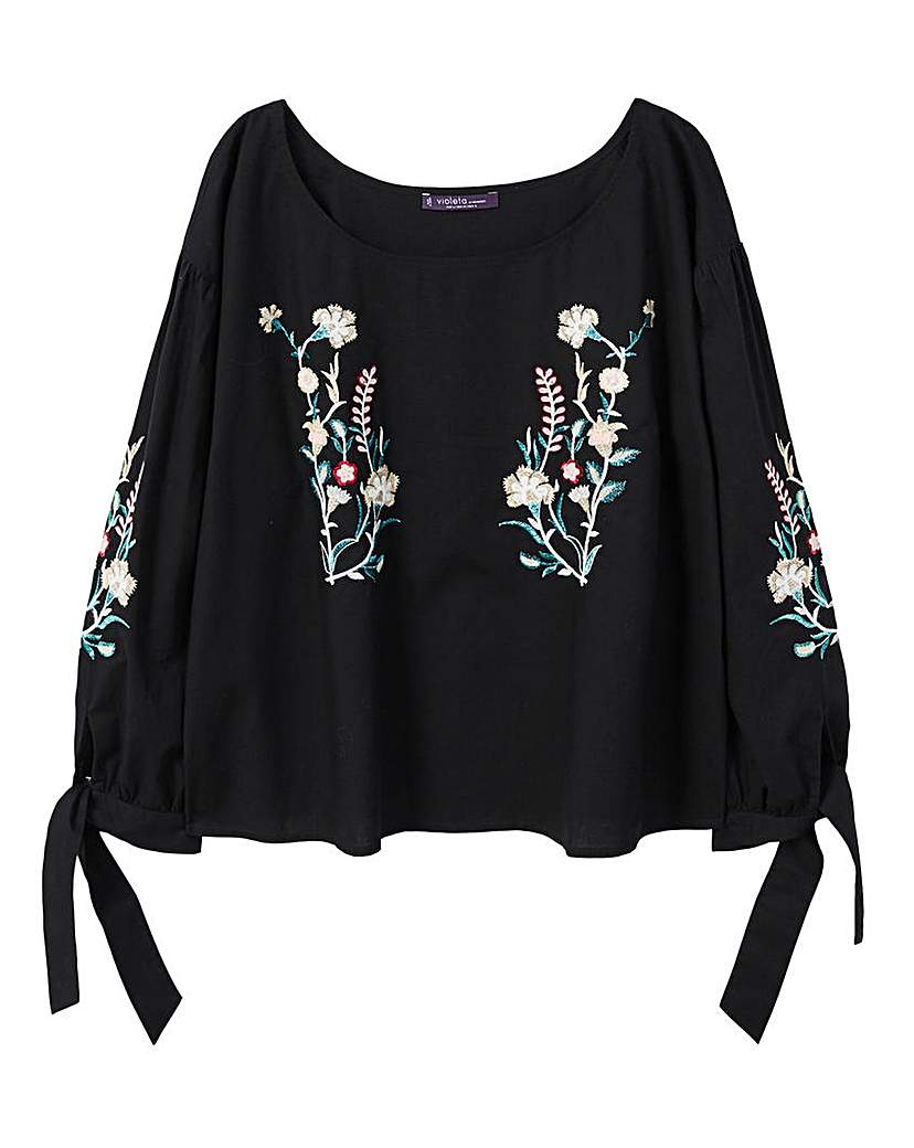 Image of Violeta by Mango Embroidered Top