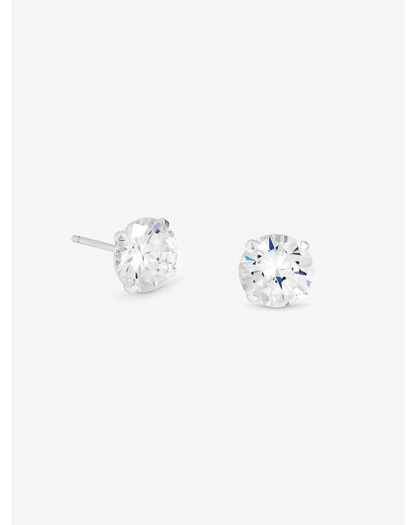 Sterling Silver 925 CZ Solitaire Studs
