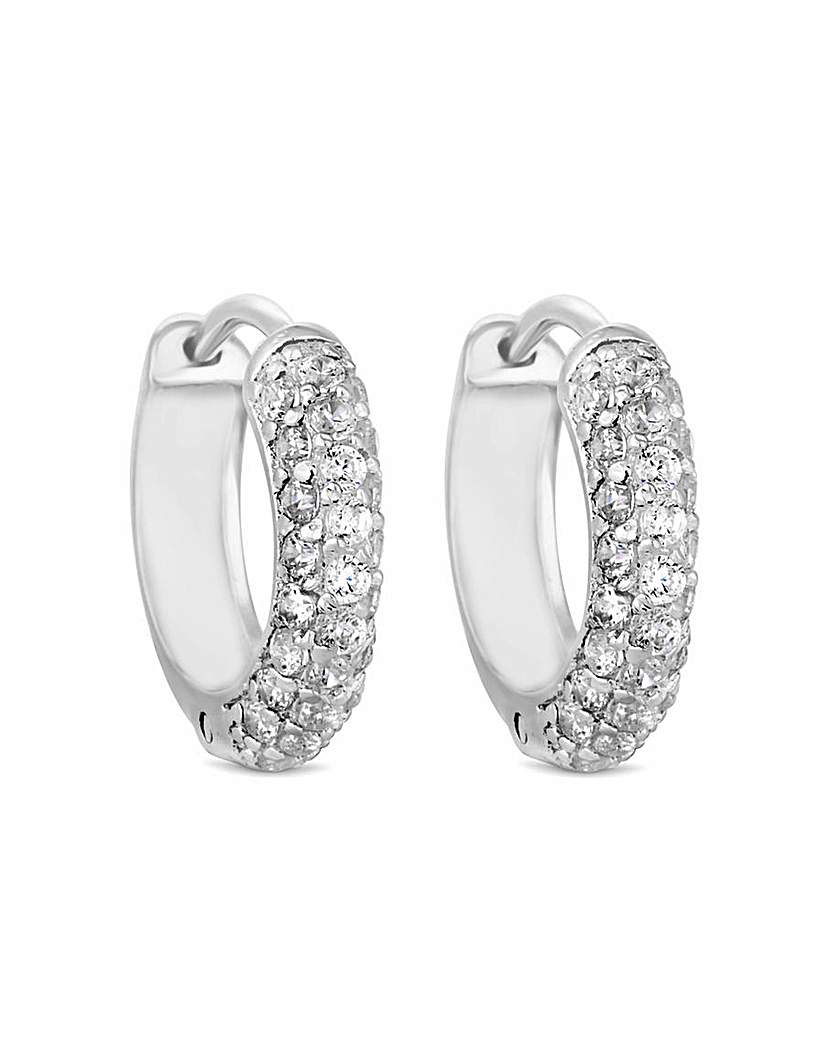 Simply Silver Pave Hoop Earrings