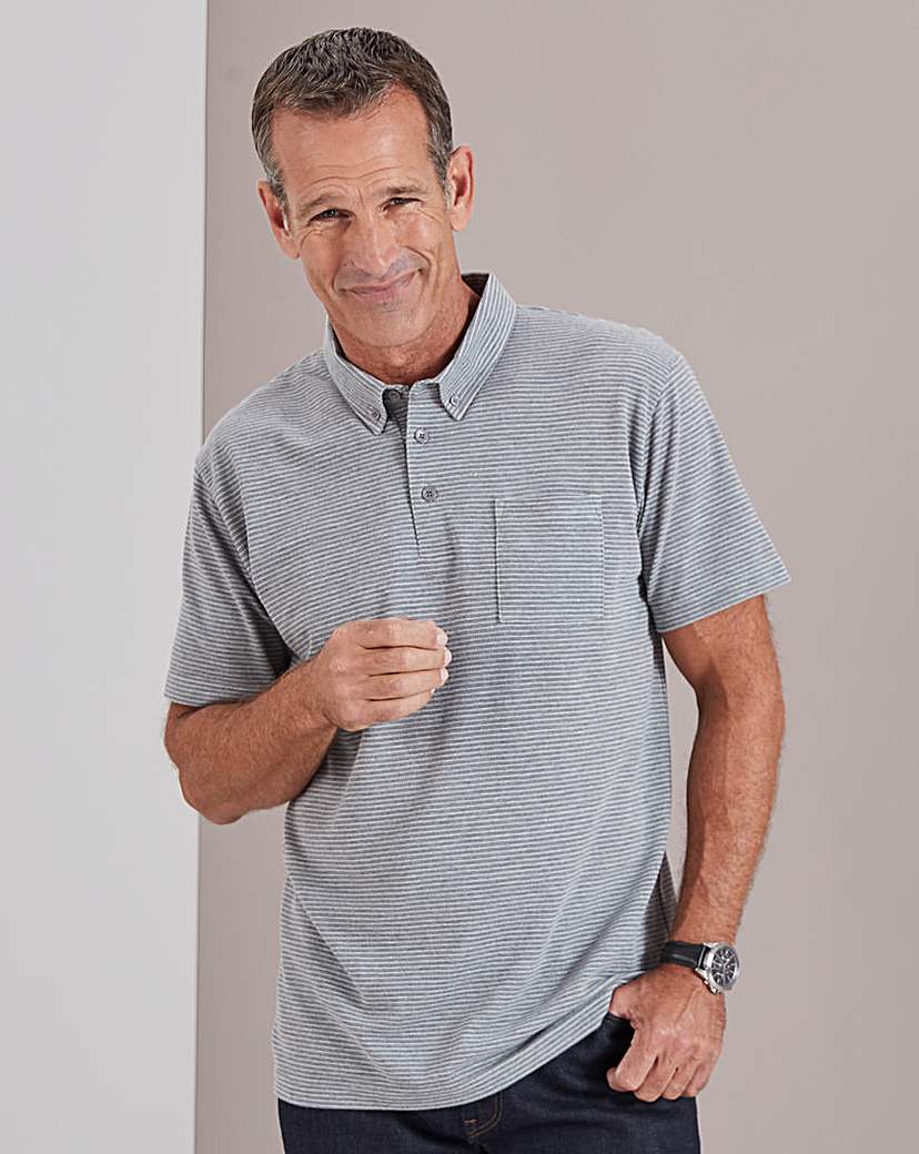Grey Stripe Polo Shirt Long