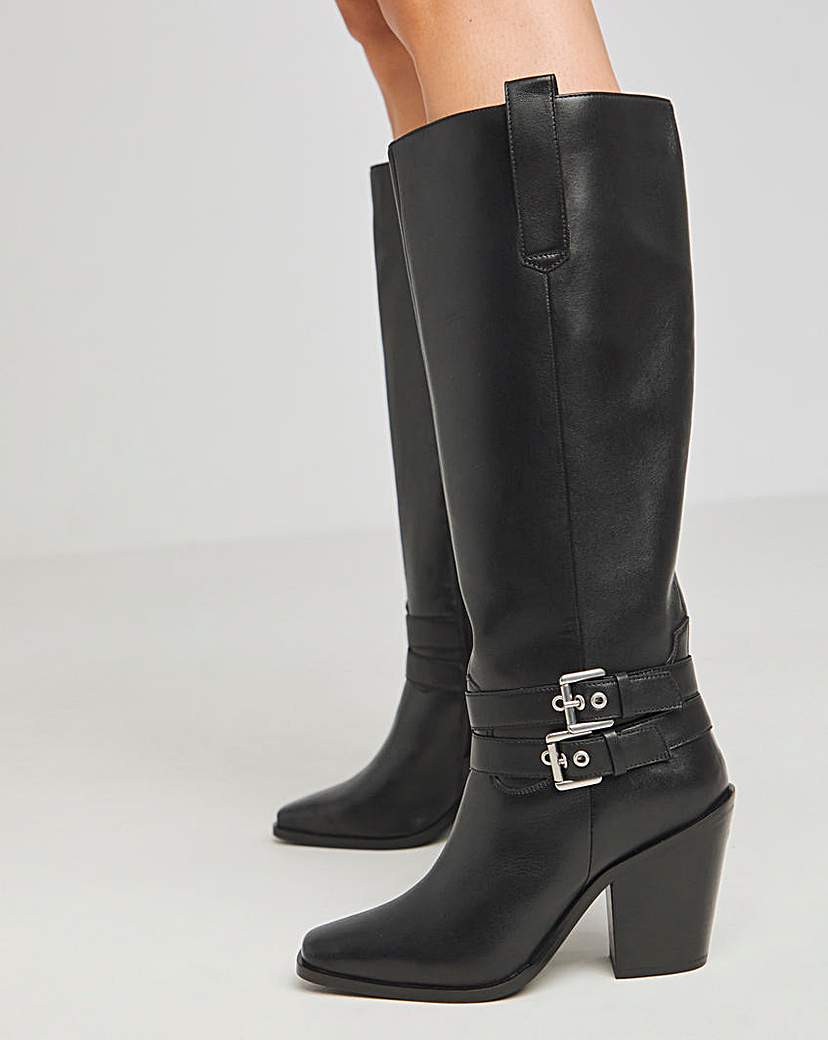 Western Knee High Heeled Boots Wide C