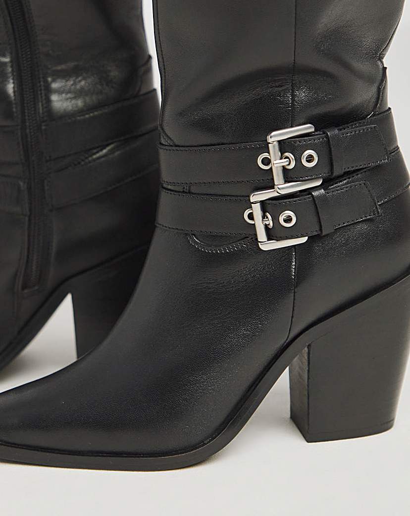 Western Knee High Heeled Boots Wide C