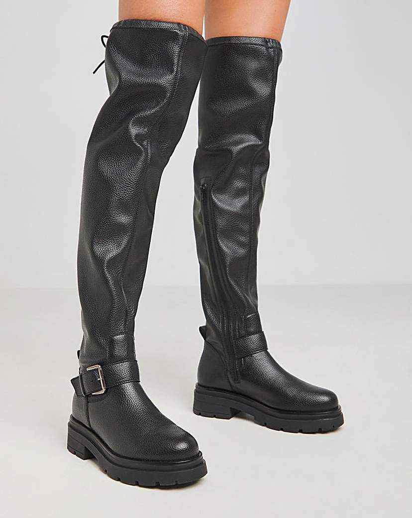 Over Knee Buckle Stretch Boot Wide SC