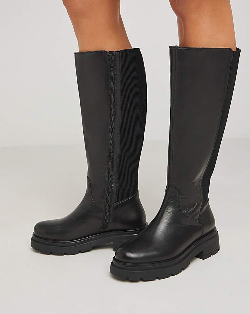 Stretch Panel Flat Knee Boot Ex Wide SC
