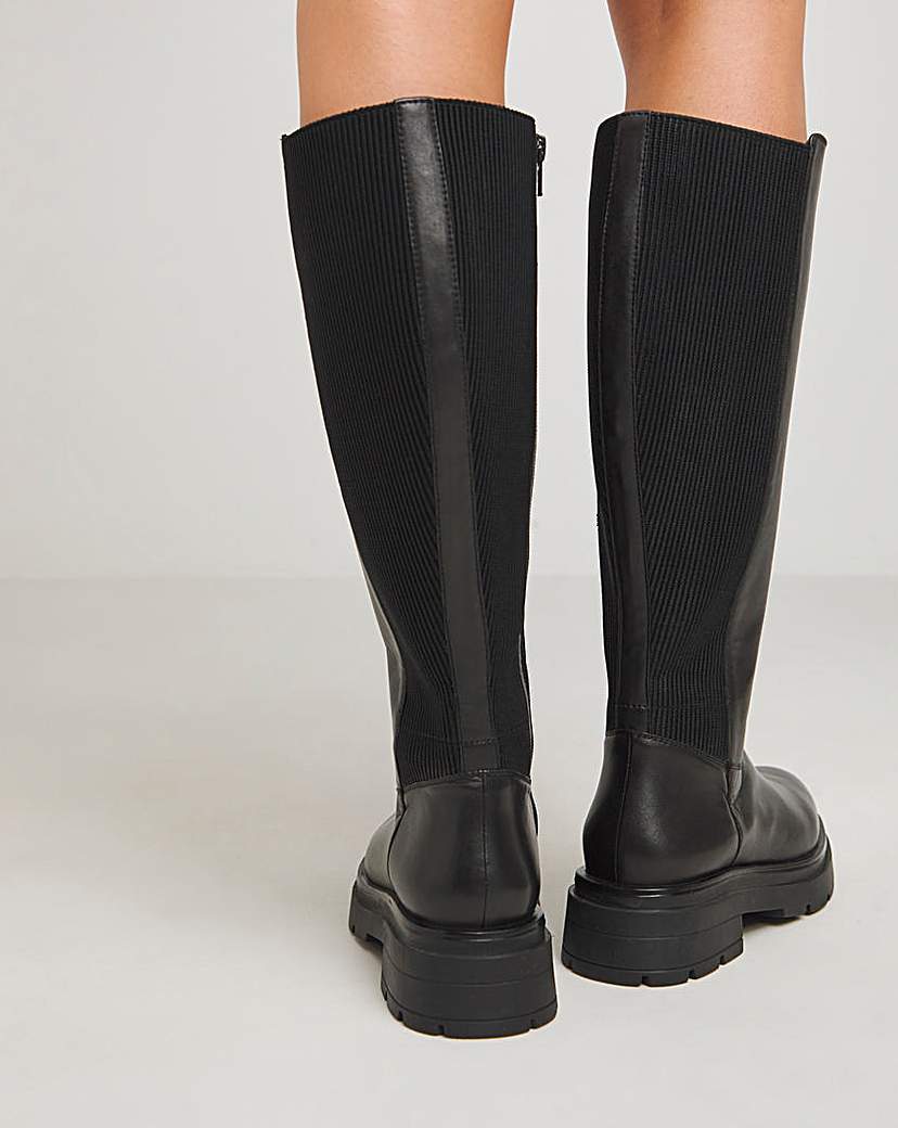 Stretch Panel Flat Knee Boot Ex Wide SC