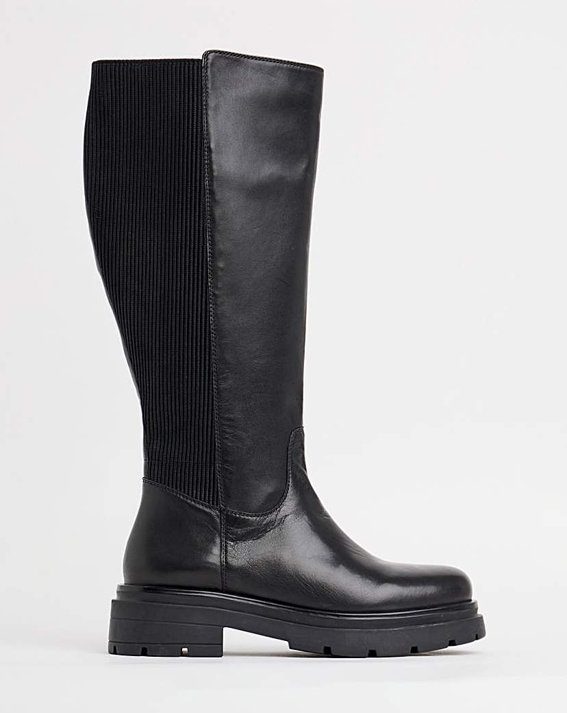 Stretch Panel Flat Knee Boot Ex Wide SC