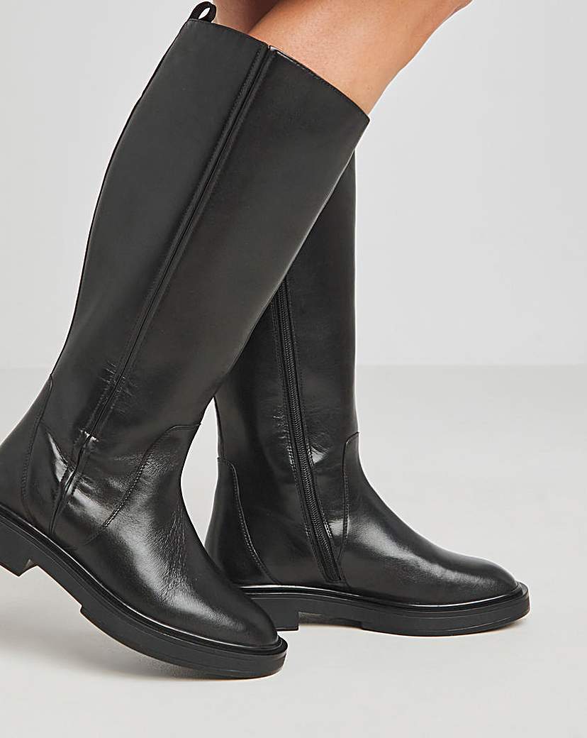 Knee High Flat Stretch Boots Wide Curvy