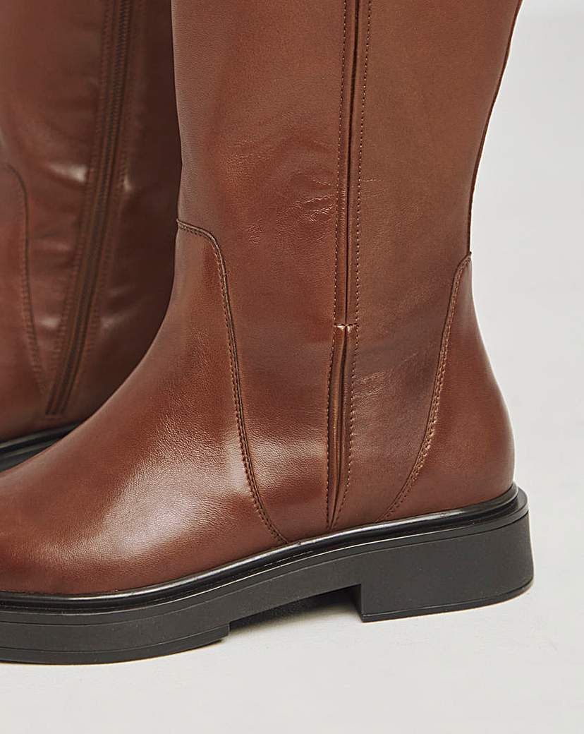 Knee High Flat Stretch Boots Ex Wide C