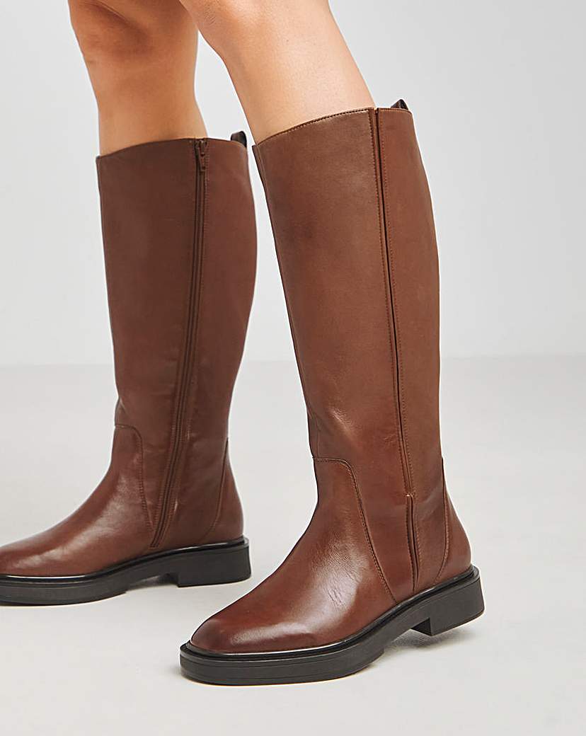 Knee High Flat Stretch Boots Wide Curvy