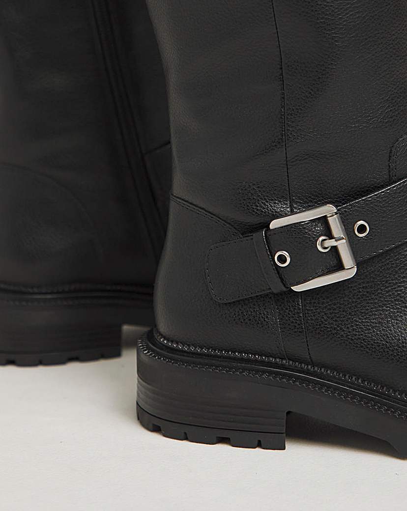 Buckle Detail Knee High Boots Wide SC
