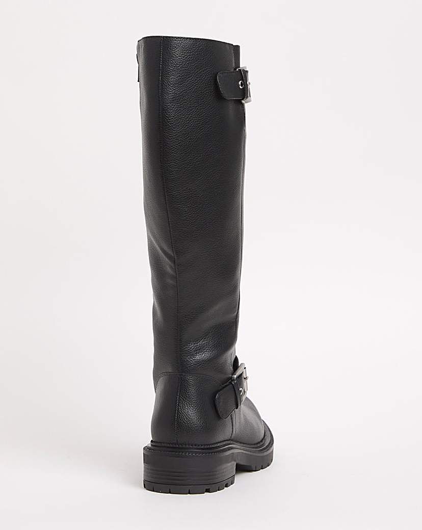 Buckle Detail Knee High Boots Wide SC