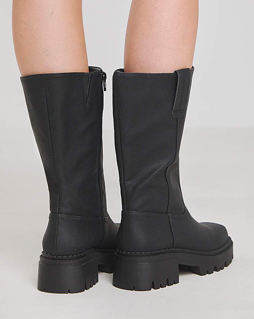 Chunky Plain Biker Boot Ex Wide C