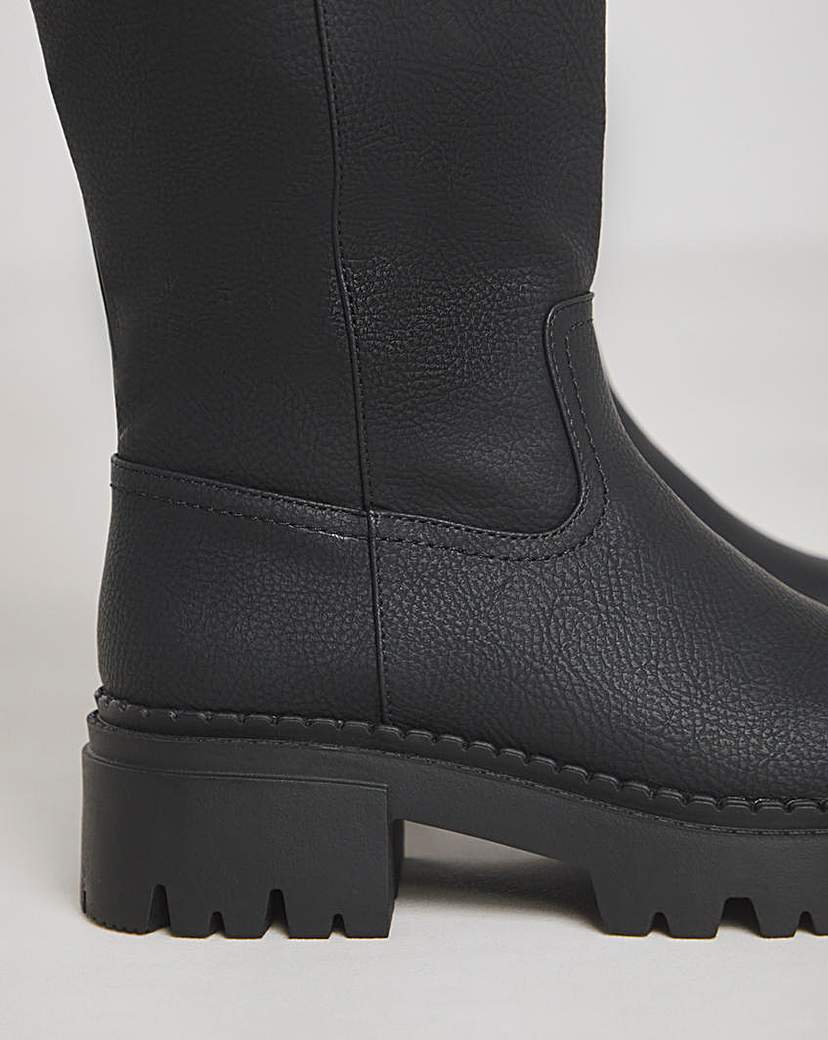 Chunky Plain Biker Boot Ex Wide C