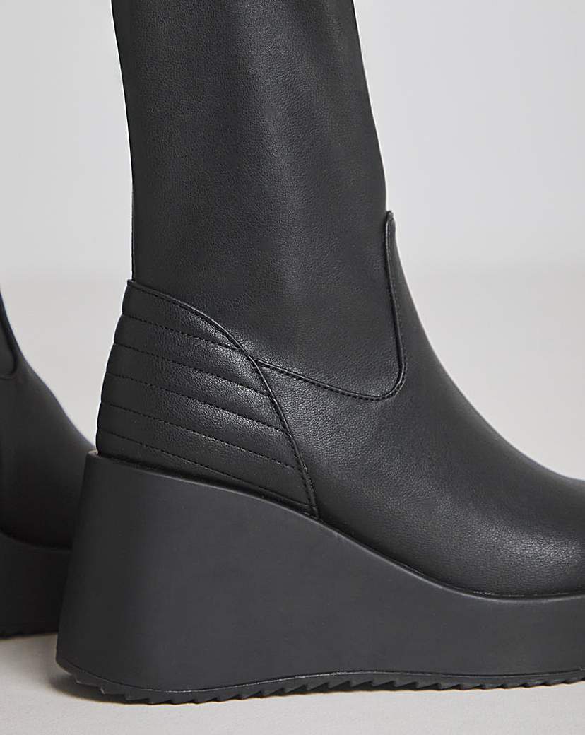 Wedge Knee Hi Quilted Boots Ex Wide C